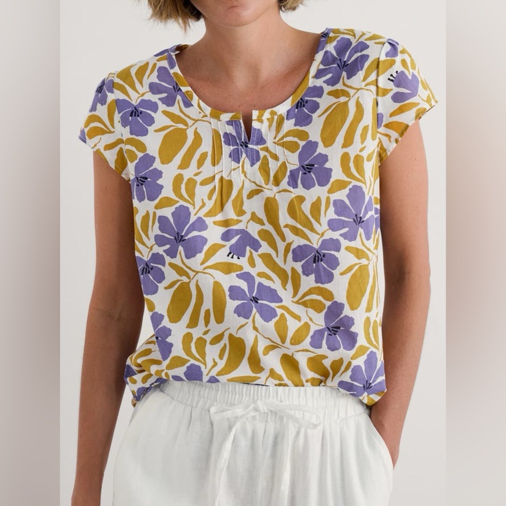NWT Seasalt Cornwall Garden Gate 100 %  Organic Cotton Voile Top